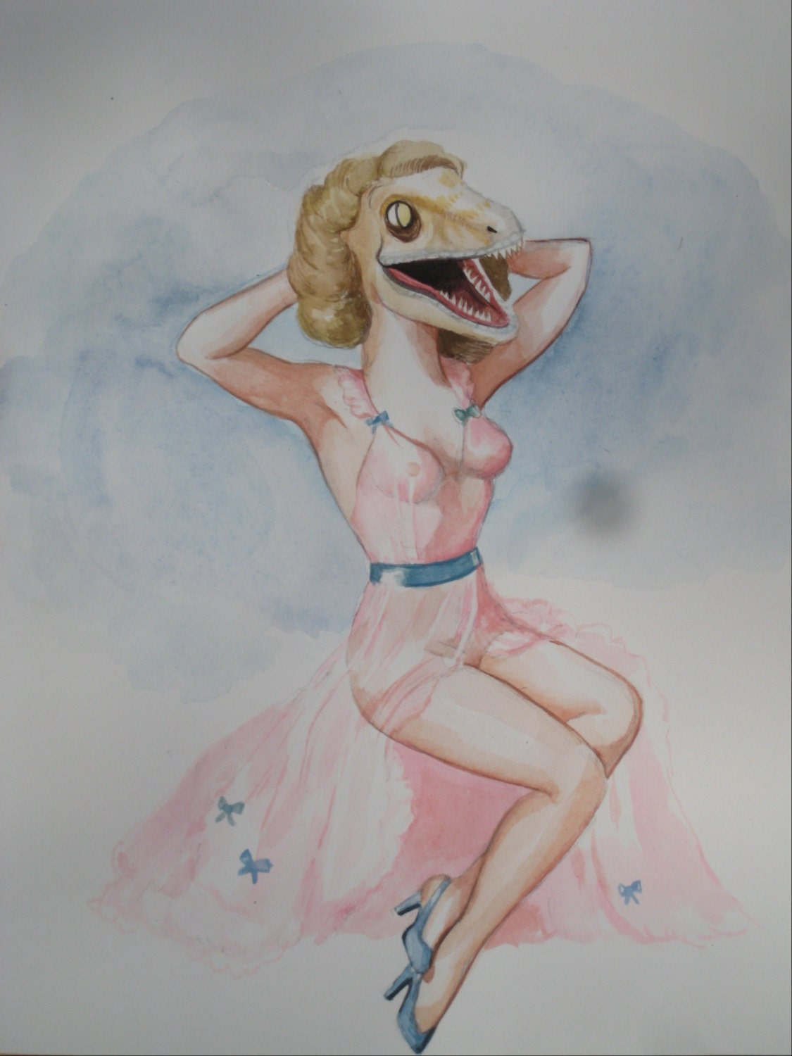 Sexy Velociraptor in a pink neglige thing