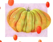 Heirloom and Grape Tomatoes - PRINT of a Colored Pencil Drawing - 8 x 10 Tomato Art - Kitchen Wall Decor - Realistic Food Drawingg