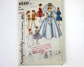 11.5" Doll Bridal Gown and Trosusseau For Teen Doll Including Barbie 50s Simplicity Pattern 4510 / Missing Veil