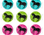 HORSE SWIRLY 1 inch round circle digital images sheet for bottle caps, scrapbooking, tags 4X6 digital graphics collage sheet