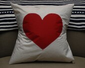Valentine's Day Heart Pillow Cover made from Recycled Sail - READY TO SHIP