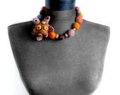 statement necklace felt turtle and balls eco friendly necklace, strand necklace, spring necklace