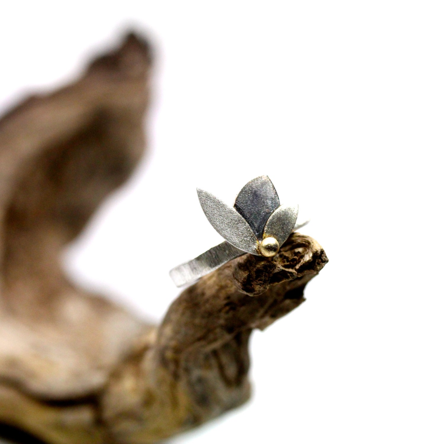 Modern Silver Yellow Gold Star Ring - Morning Star
