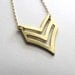 Chevron cutout pendant bib necklace on 14k gold plate chain, vintage pendant, upcycled jewelry
