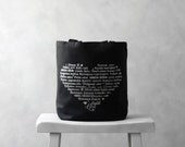 LOVE Languages Tote Bag - Silver on Black - Canvas Bag  - Essentials Tote - Valentines Day