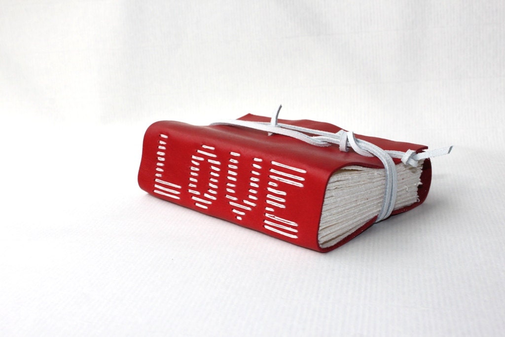 LOVE - Unique Handmade Leather Guest Book by Wee Bindery
