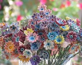 Flowers decorations  Housewares decor Party decoration Shabby chic Ceramic colorful bouquet  Home decoration Ceramic flowers (set of 8)