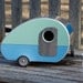 Vintage Two Tone Teardrop Camper Birdhouse