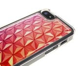 Disney iPhone 5 clear case, interchangeable, hard cover, epcot, spaceship earth, geometric, geodesic dome, orange, triangle