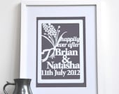 Personalized Wedding Papercut Style Print