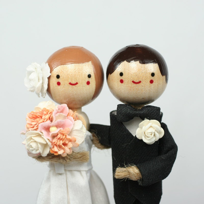 Custom Wedding Cake Topper with STANDARD LONG DRESS