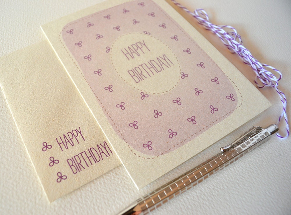 Happy Birthday Card  - Lilac Purple Flower