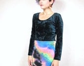 20% OFF VACATION SALE 80s Dark Green Crushed Velvet Leotard (M)