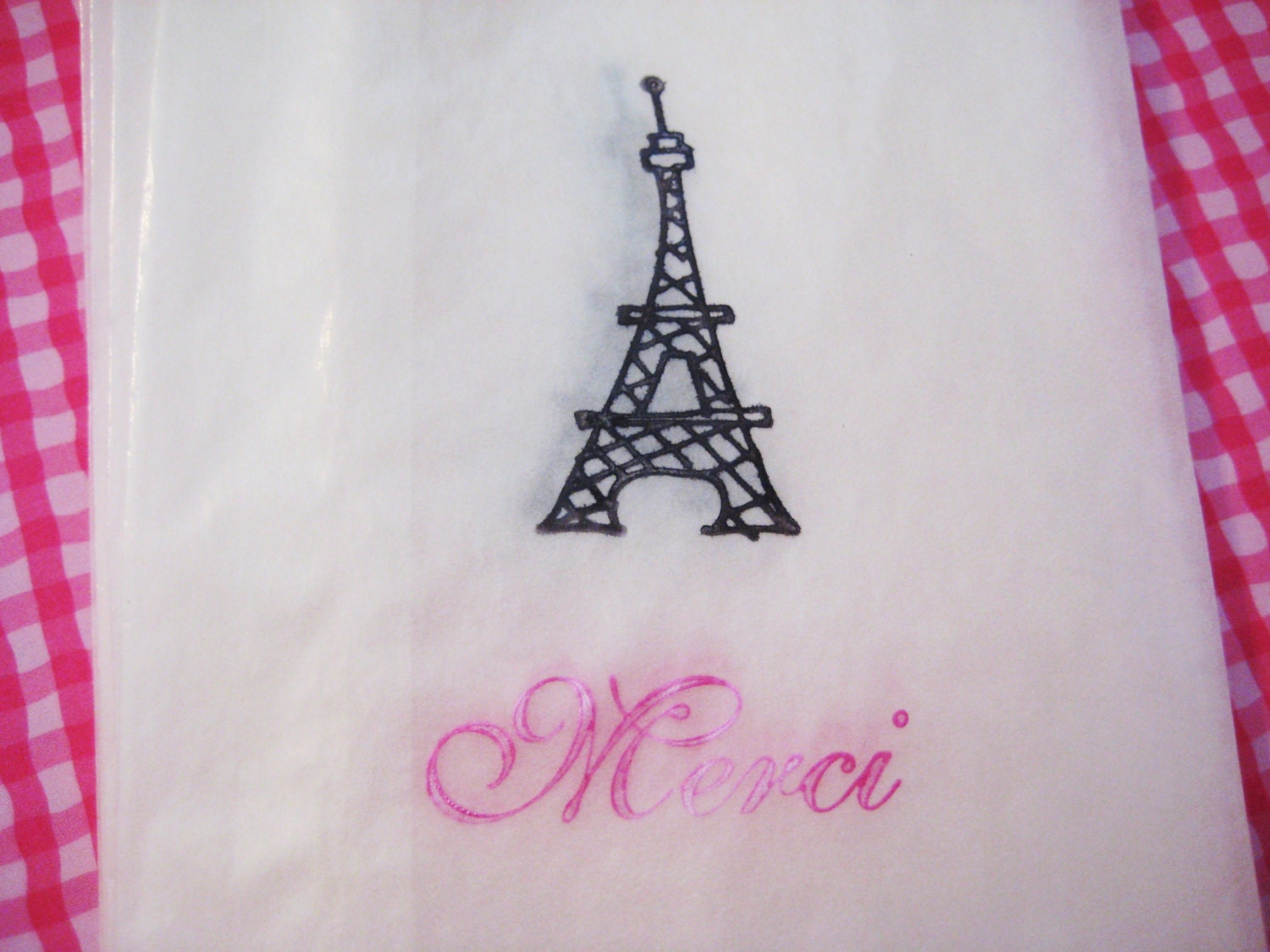 Eiffel tower thank you glassine bags, wedding favors, candy buffets, French merci bags, set of 20