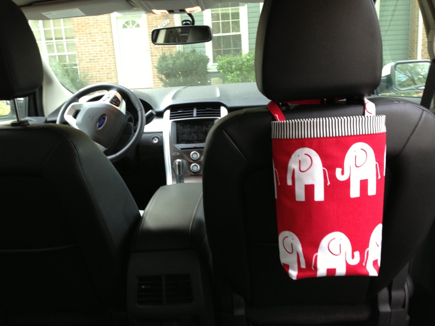 Car Bag ELEPHANTS Lipstick Red with White, Women, Car Litter Bag, Car Accessories, Car Organizer, Delta Sigma Theta, Car Trash Bag