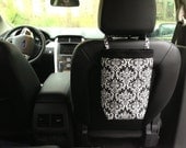 Car Trash Bag DAMASK Black and White, Women, Men, Car Litter Bag, Car Accessories, Auto Bag, Car Organizer