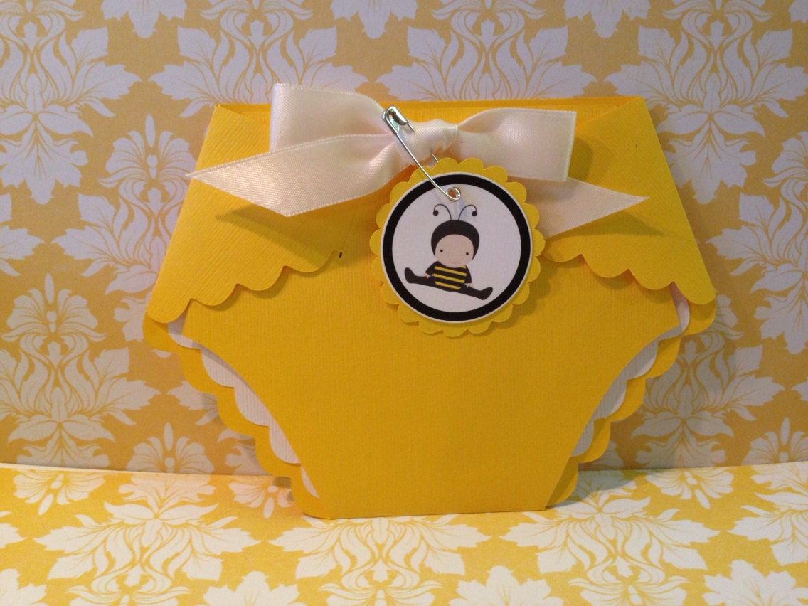 25 Baby bumble bee Yellow Bumble Bee Baby Shower Diaper Invitations - Baby bumble Bee Invitation