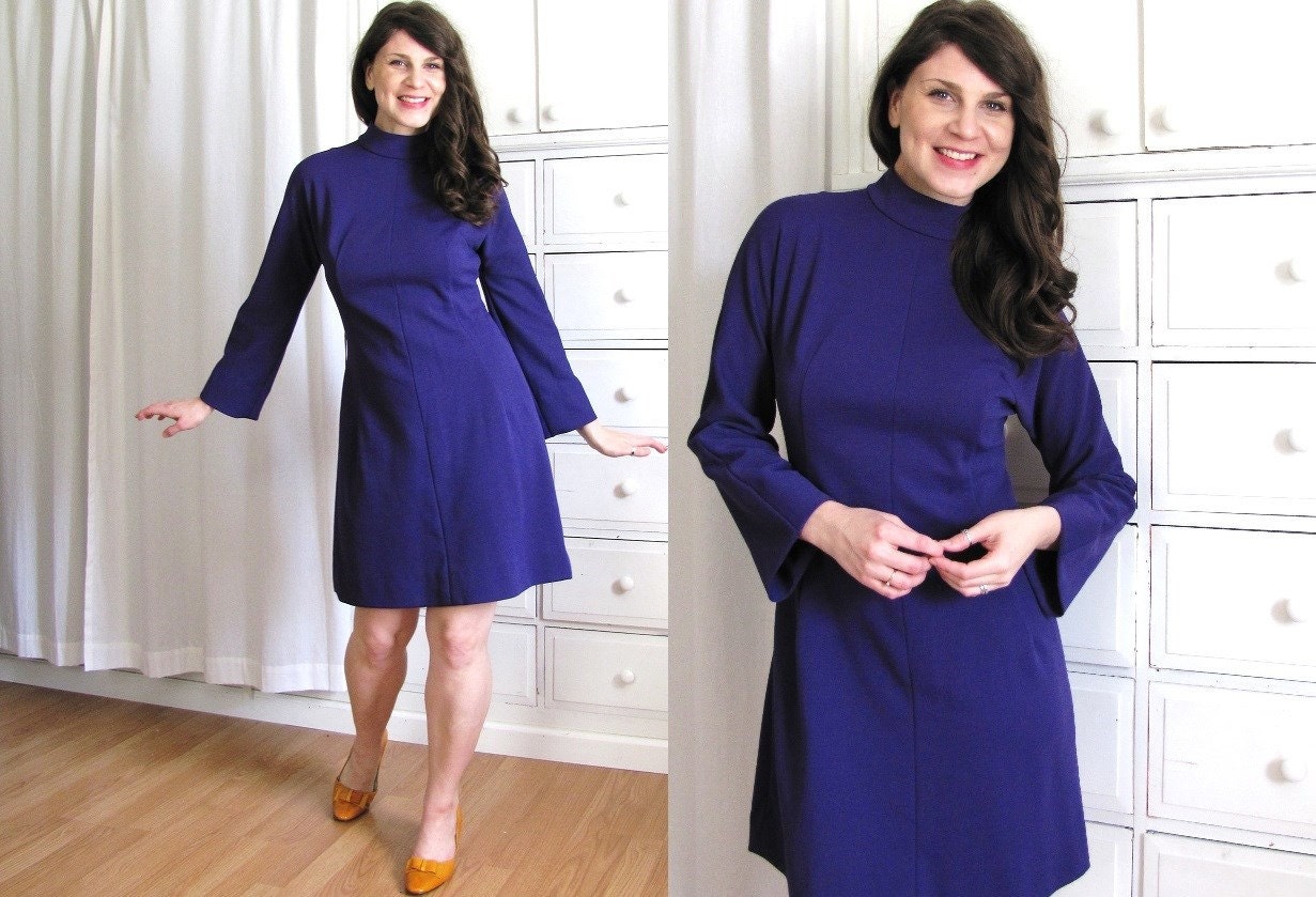 Mod Dress / 1960s Mod Dress / Purple Dress