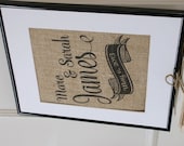 Original Personalized Wedding Burlap Artwork.