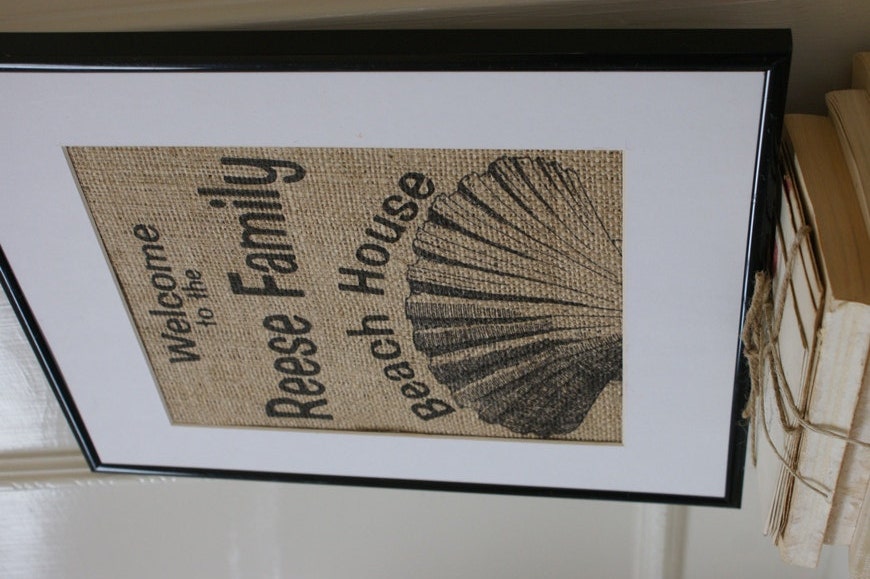 Original Personalized Beach House Burlap Artwork