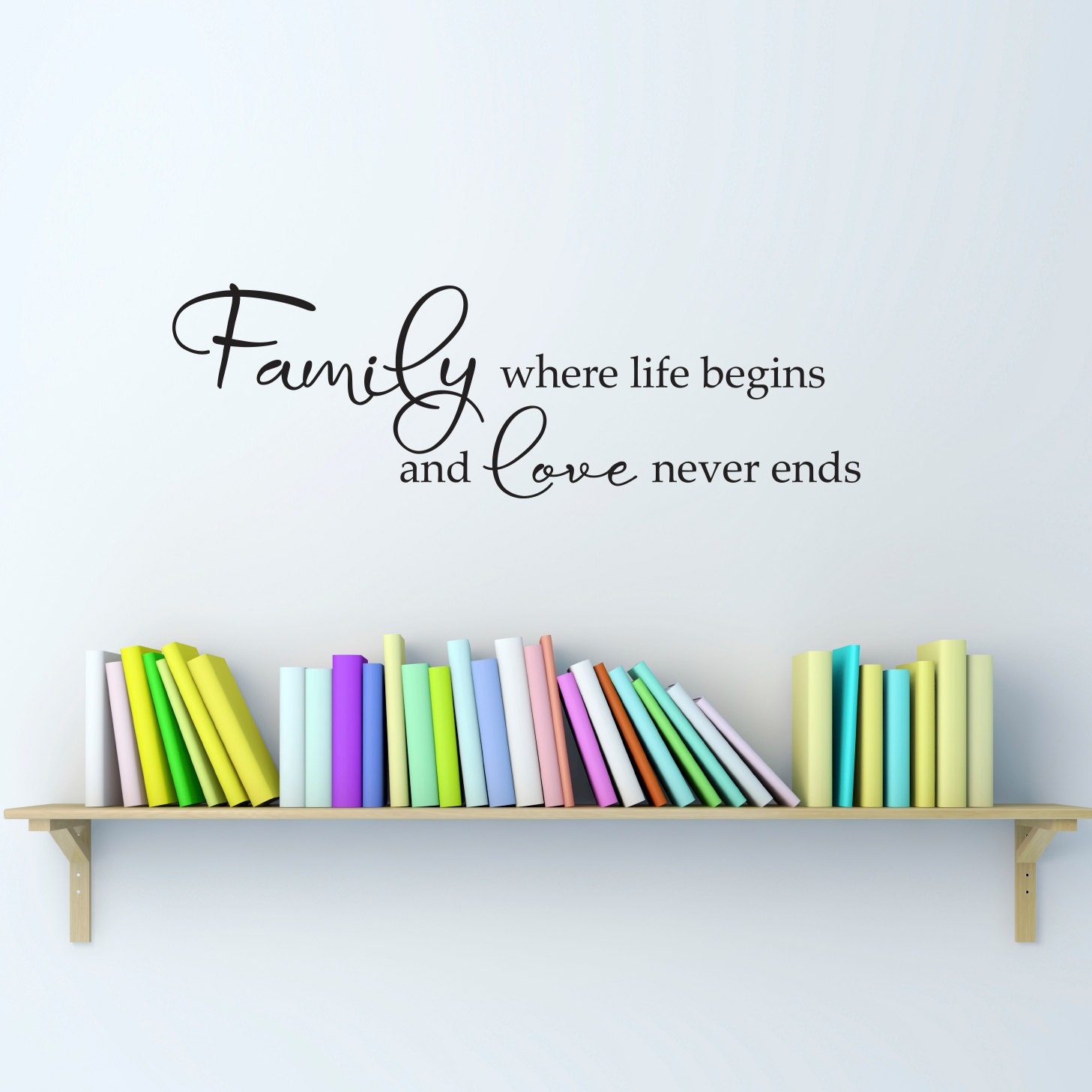 Family Wall Decal - Family where life begins and love never ends decal - Medium Phrase Wall Decal