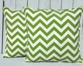 Chevron outdoor pillow cover, kelly green outdoor pillow 16x16, chevron accent pillow, kelly green pillow cover, chevron cushion
