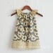 Brother / Sister SET ... Aviary in yellow and gray Flutter sleeves Dress & Matching Neck Tie Applique Boys SHORT sleeves T-shirts or Onesie