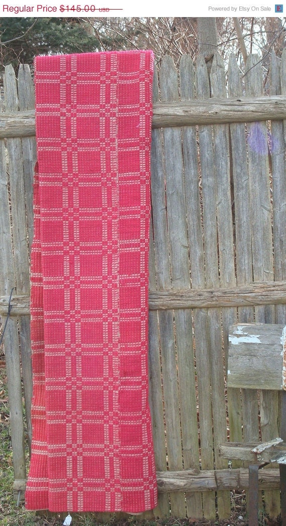 Sale 30% INSTANT Savings woven coverlet, raspberry red, antique thebestvintage,ebvteam