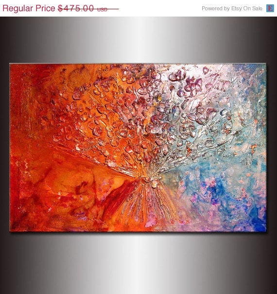 ORIGINAL Abstract, Contemporary Art, Flowers Bouquet, Modern Metallic Art, Thick Textured Palette Knife Painting by Henry Parsinia 36x24