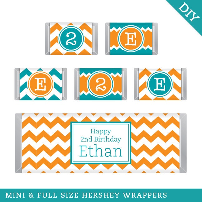Design it yourself - Chevron - Personalized DIY printable Hershey bar labels - Choose your own font and colors
