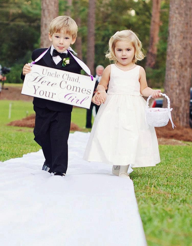 Here Comes Your Girl with Uncle (Grooms Name) with And they lived Happily ever after. 8 X 16 inches, 2-Sided. Vintage, Bridal Wedding Sign.