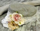 Women's hat, romantic shabby cadet hat, cloche, Victorian, Downton Abbey style, rose embellished spring hat, true rebel clothing