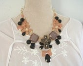 Jeweled bib necklace,boho, Shabby Cross necklace, statement, women's jewelry, Mothers day gift, true rebel Clothing