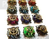 Elven or Steampunk Filigree wrapped beads (12 Pieces)(12mm) decorate boutonniere, elven bracers, victorian rings