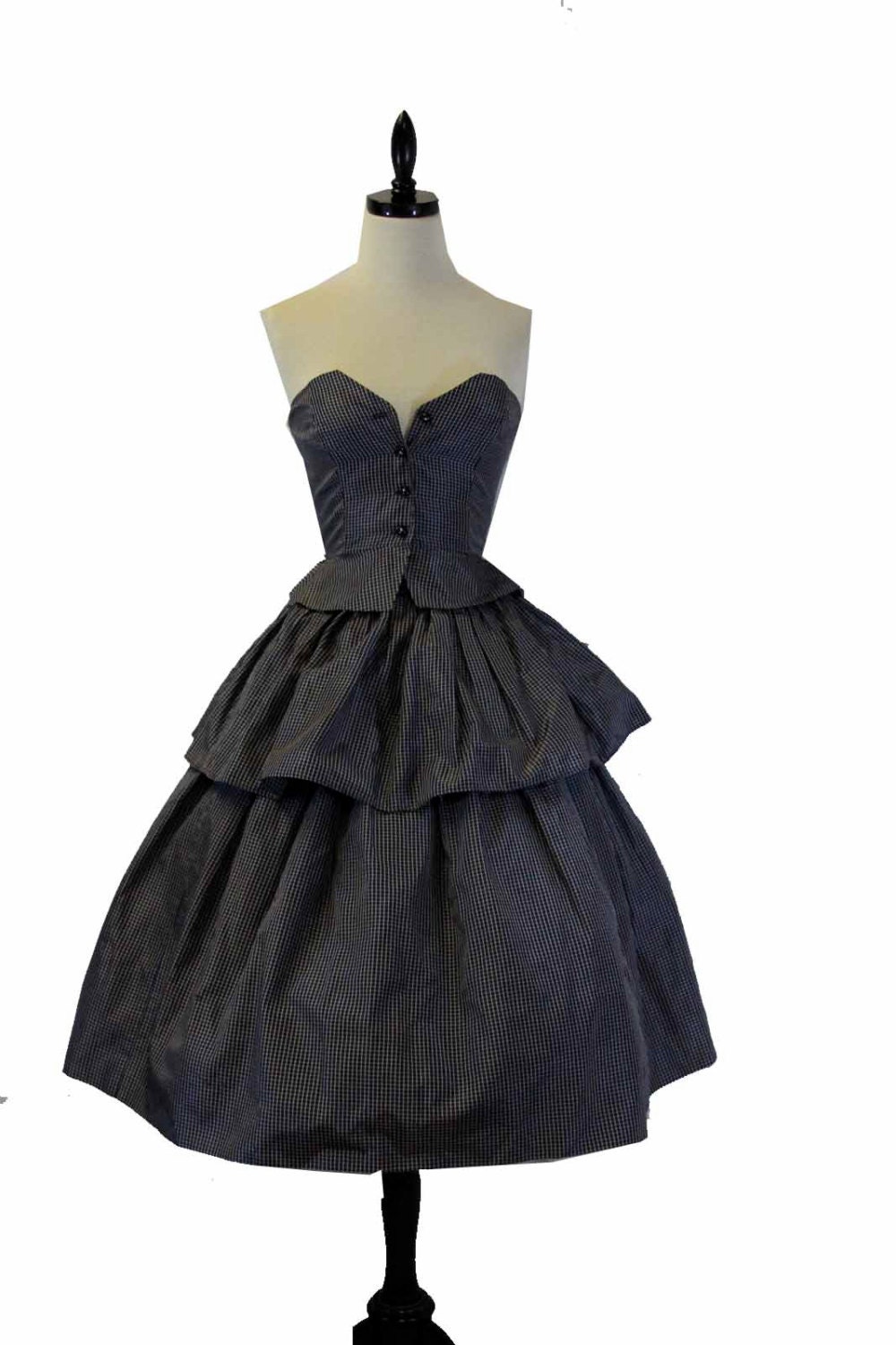 SALE - Vintage 2 Piece Dress Sweetheart Bustier and Skirt w Peplum