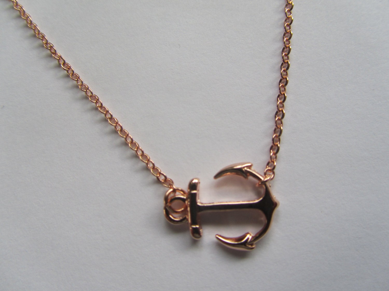 Sideways Rose Gold Anchor Necklace, Dainty Jewellery, Nautical, Summer Fashion,Everyday Jewellery