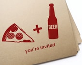 DIY Printable Pizza & Beer Invitation Postcard / Instant Download Customizable PDF