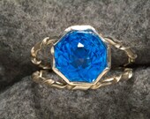 Swiss Blue Topaz Rose Petal Color Engagement Ring