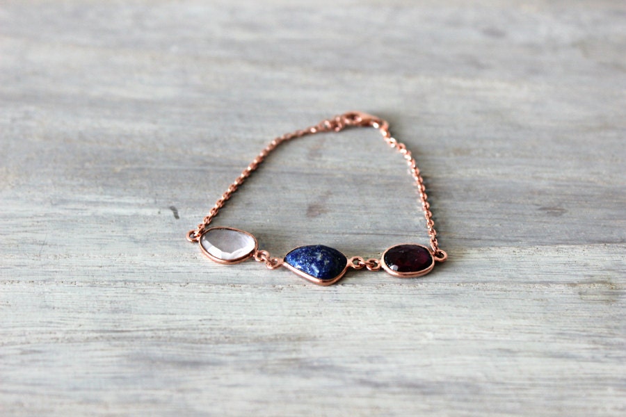 Rose Gold Bracelet with Beautiful Stones