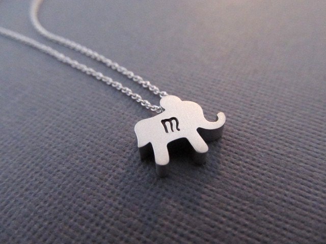 Graduation Necklace, Silver Elephant with Initial, Good Luck Jewelry, Elephant Necklace, Personalized Necklace, Graduation Gift