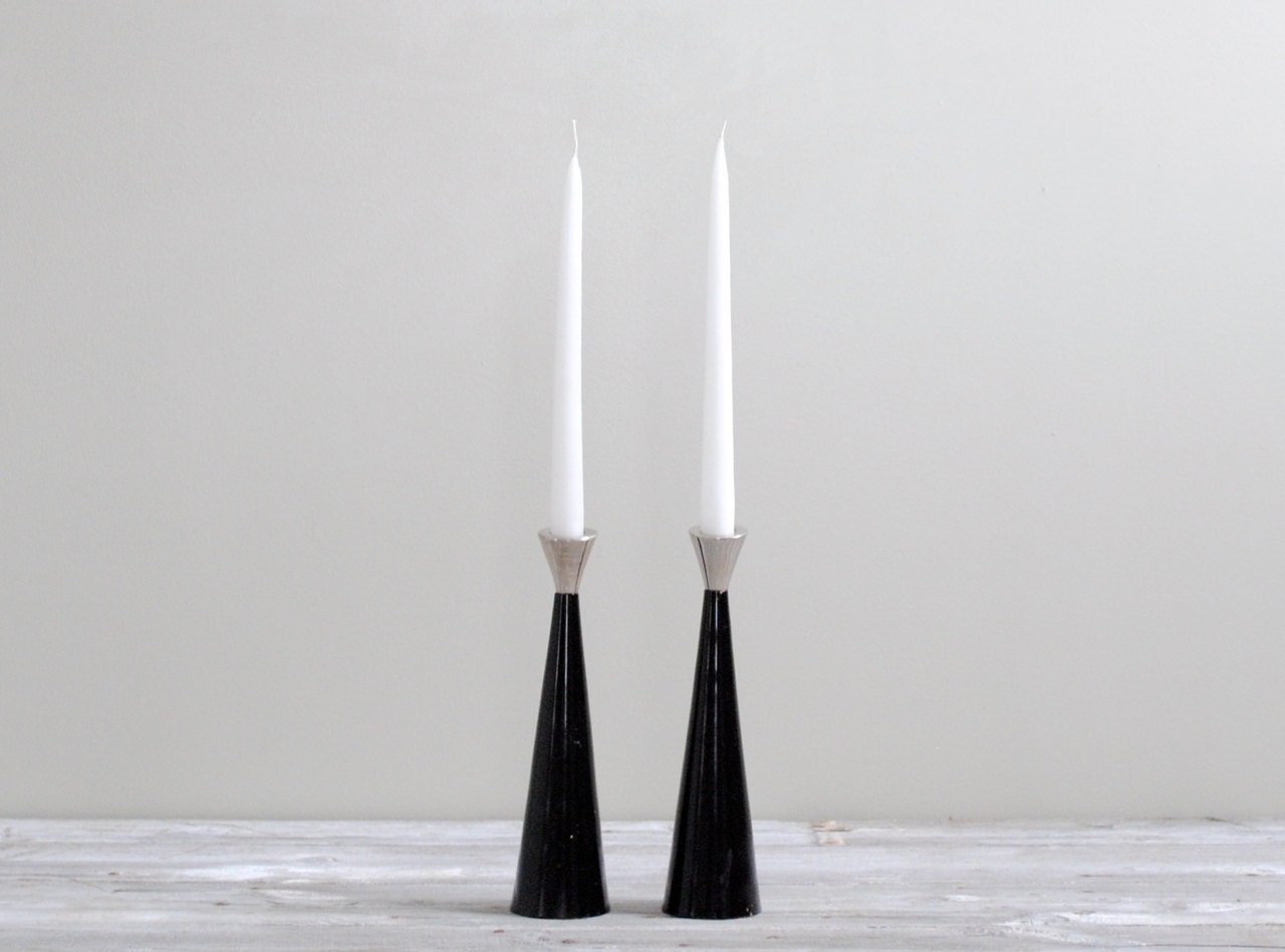 Mid Century Metal Candle Holders