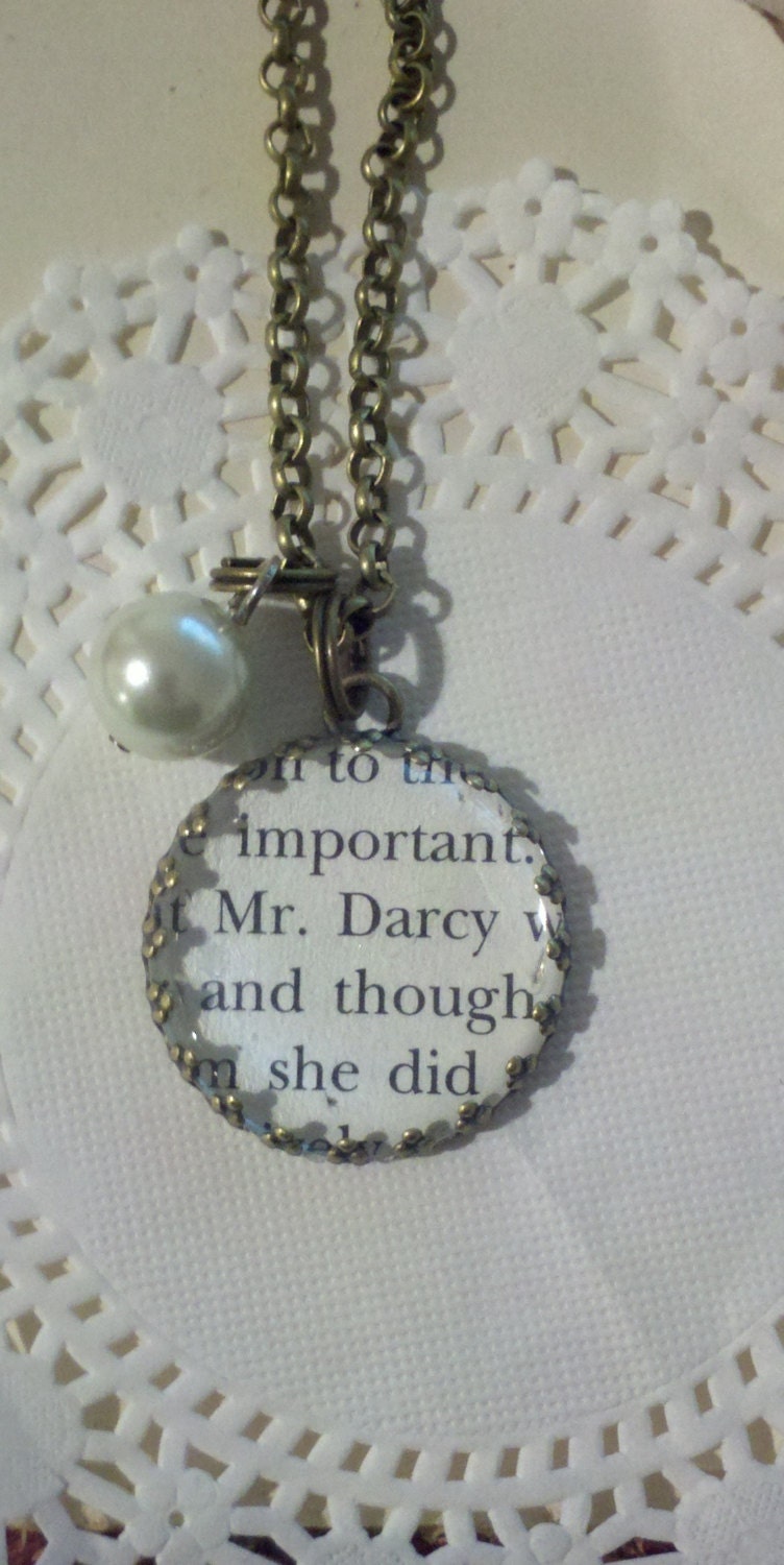 Mr Darcy Book Quote, Book Quote Necklace, Jane Austen Inspired, Pride and Prejudice Inspired