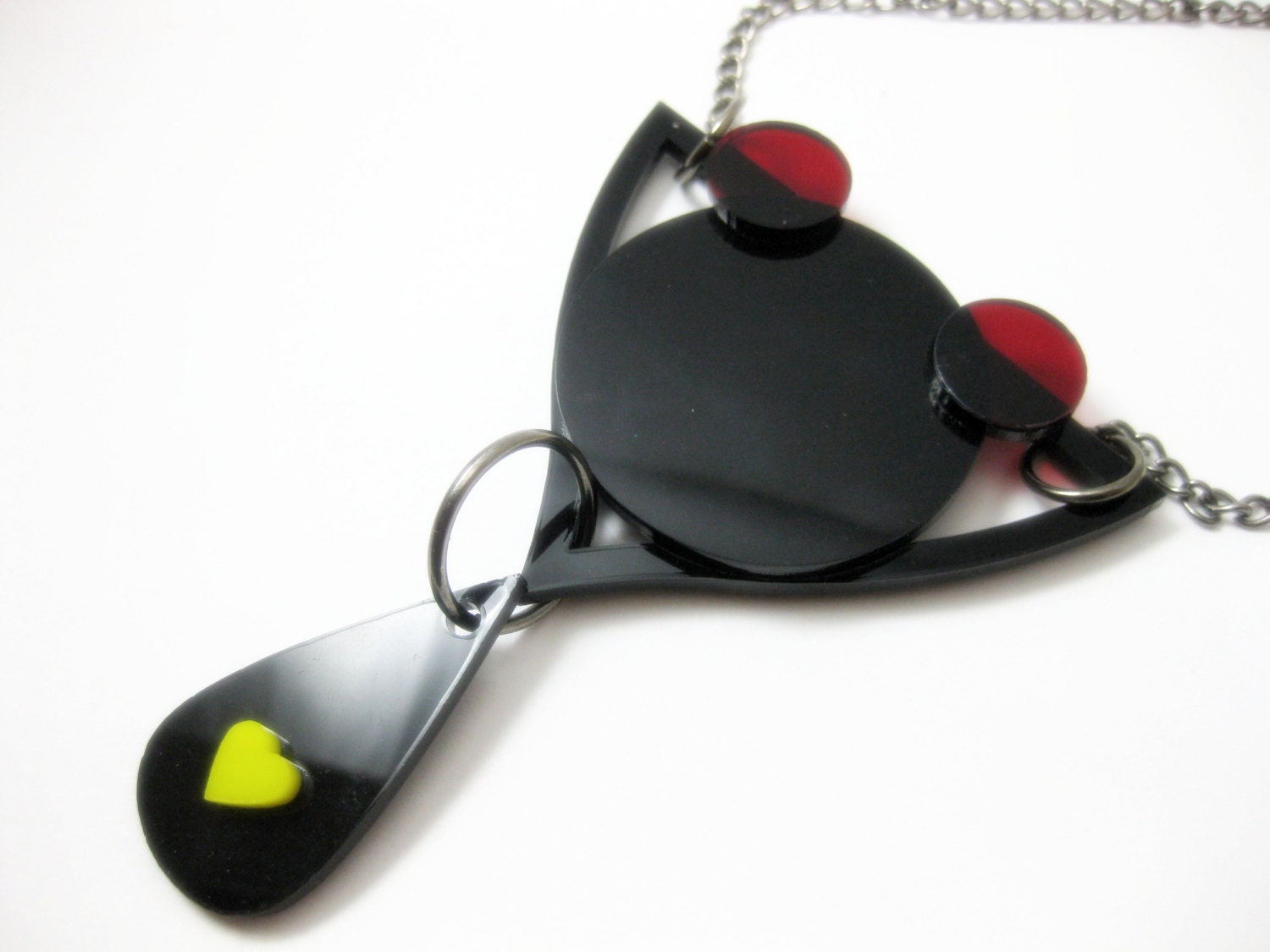 CUSTOM geometric necklace - triangle plexiglass jewelry - yellow heart