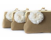 Country Shabby Chic Rustic Wedding Clutch - Personalized Bags - Bridesmaid Gift Ideas - Handmade Burlap Clutches Purses and Lace Flowers