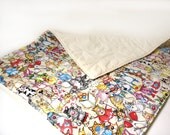 Cat blanket quilt, refillable catnip mat, whimsical cotton large blanket