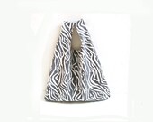 Eco friendly market tote bag grey white zebra cotton print reusable grocery shopping carry all