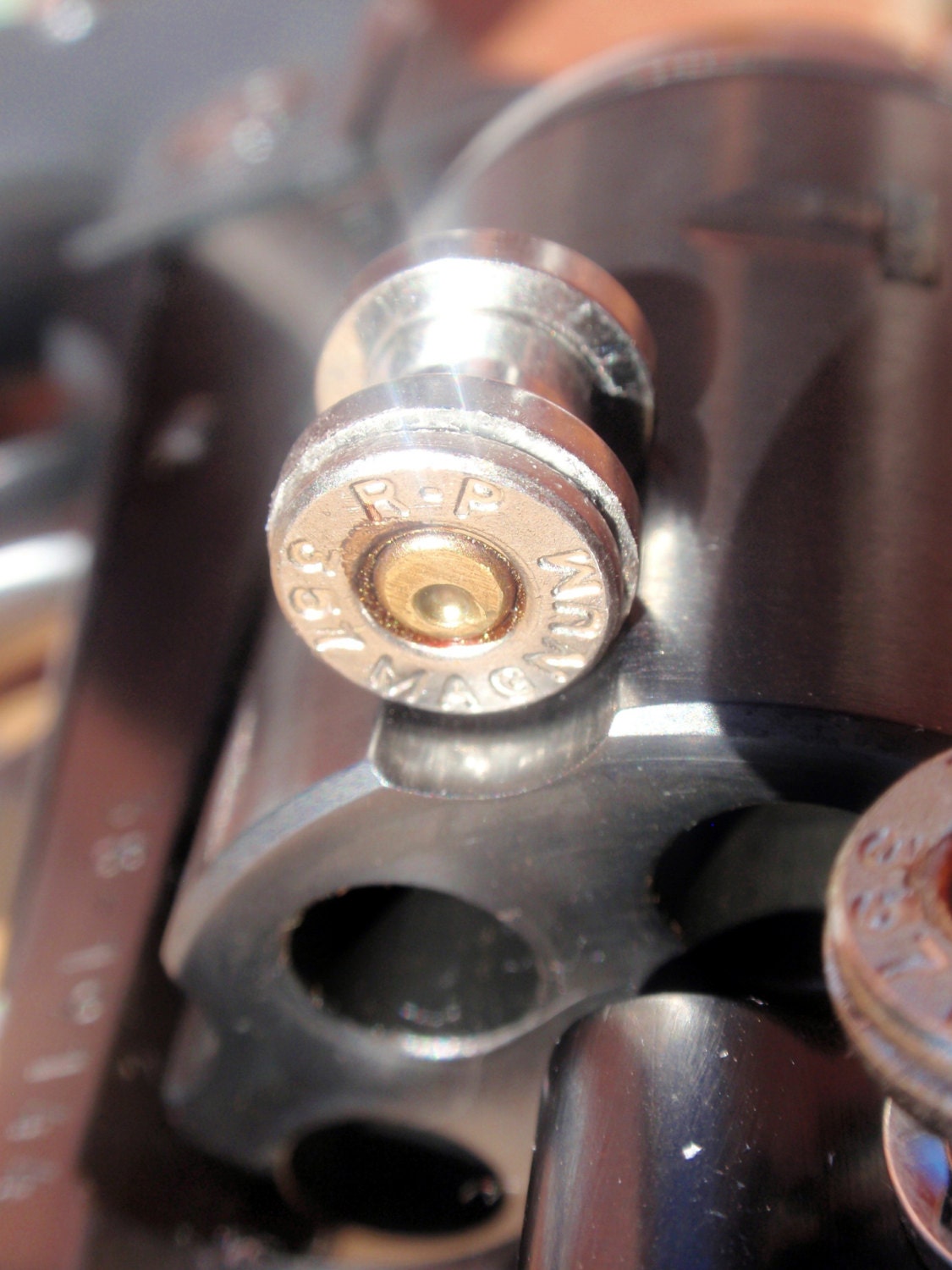 Bullet ear plugs 357 Magnum SINGLE NICKEL PREMIUM Bullet Plug Earring Bullet Shell u pick your gauge