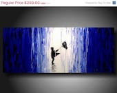 ART PAINTING SALE Art original Abstract painting 20 inches X 48 inches  3 pc ----- Electric Blue -------Textured--- Jmjartstudio