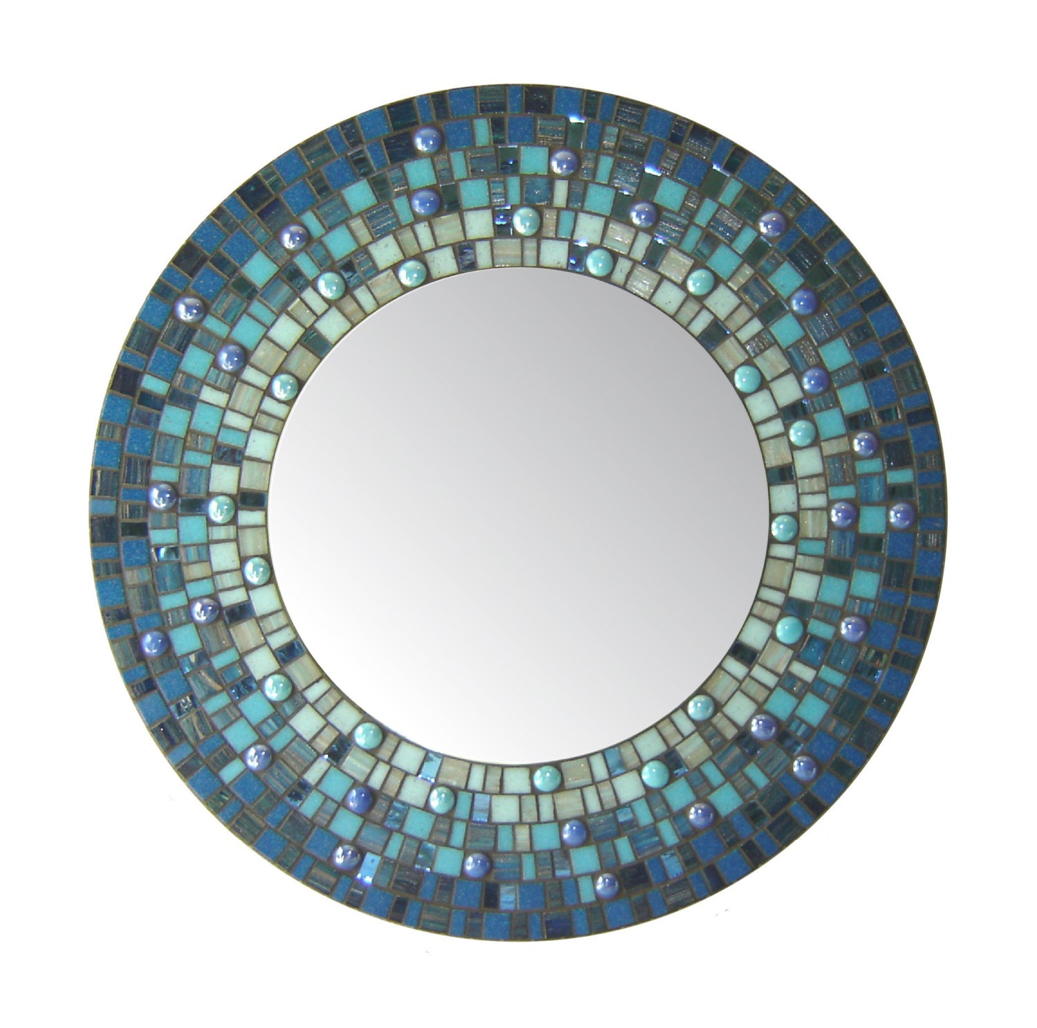 Deep Blue Round Mosaic Mirror by opusmosaics on Etsy