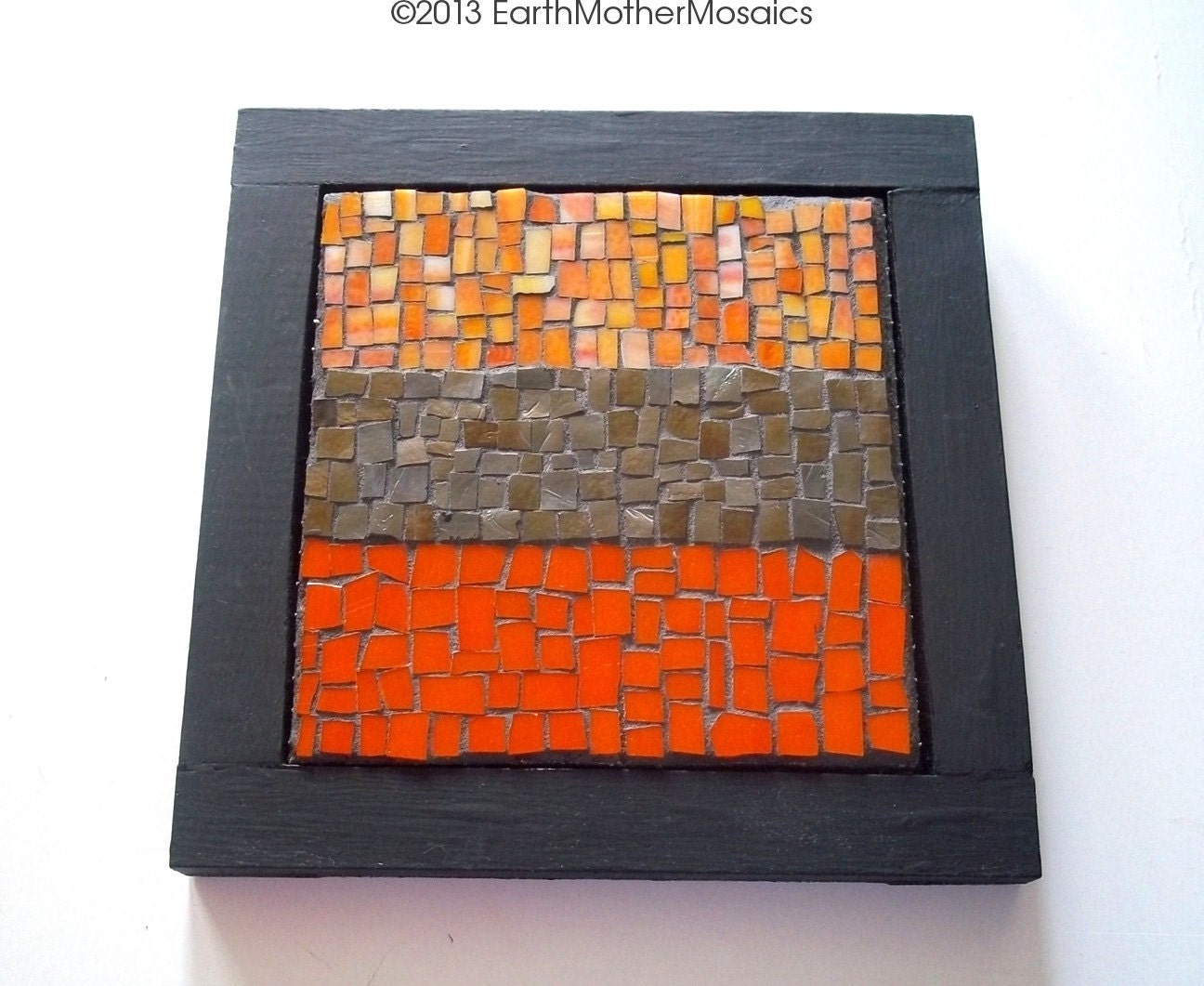 Stained Glass Mosaic Wall Art: Wall Hanging, Light Orange, Metallic Rust and Tangerine